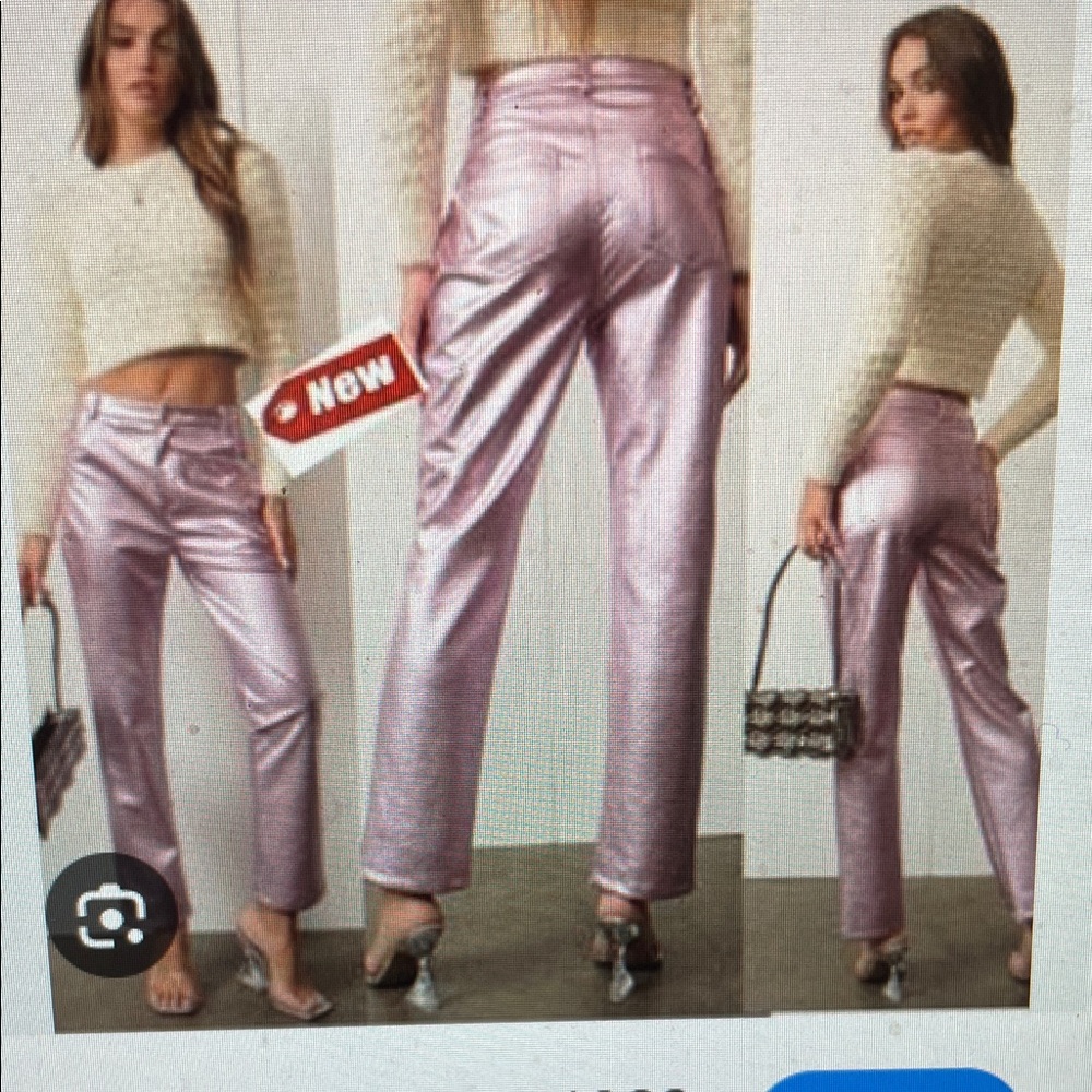 House of Harlow Shiny Pink Metallic Pants- nwt